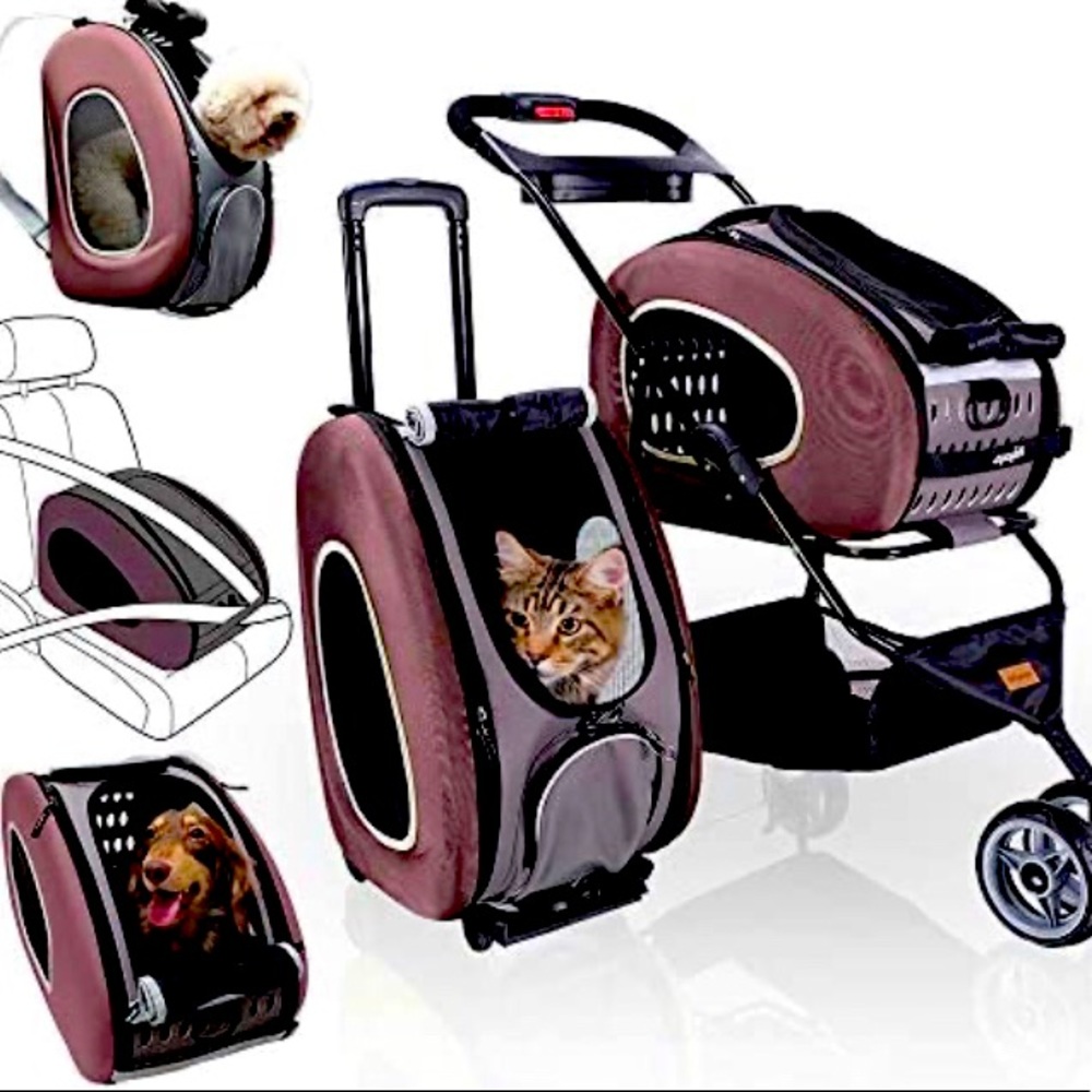Ibiyaya 5 in 1 Pet Carrier w/BackPack,Brown